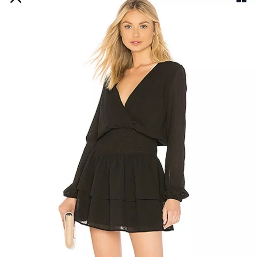 Donna Mizani “Catarina” Black Smocked Waist Dress